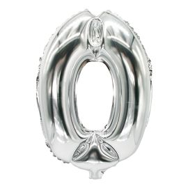 etal-shop.com - Ballon aluminium 35 cm x 20 cm argent ''0'' par 24