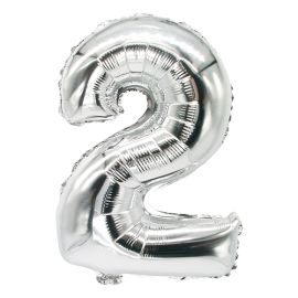 etal-shop.com - Ballon aluminium 35 cm x 20 cm argent ''2'' par 24