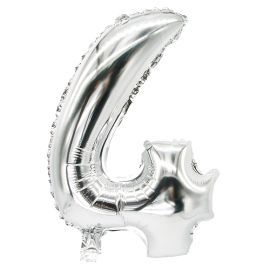 etal-shop.com - Ballon aluminium 35 cm x 20 cm argent ''4'' par 24