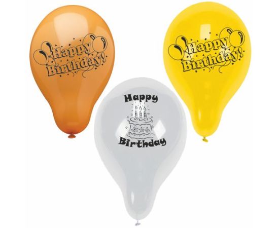 etal-shop.com - Ballon D22 cm couleurs assorties ''Happy Birthday'' par 150