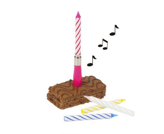etal-shop.com - Bougie musicale 12 cm couleurs 'Happy Birthday' avec bougies de réserves par 12