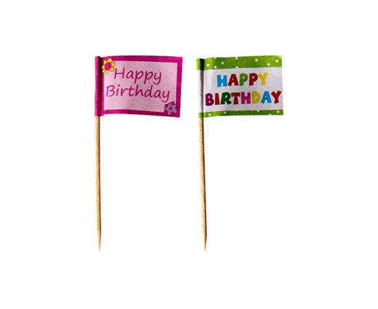 etal-shop.com - Pique décoratif 8 cm ''Happy Birthday'' par 240