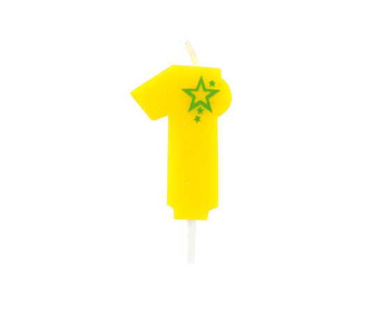 etal-shop.com - Bougie mini 6,8 cm avec chiffre ''1'' jaune par 15