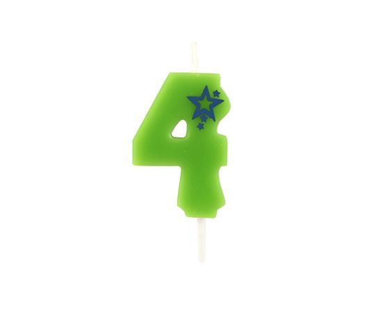 etal-shop.com - Bougie mini 6,8 cm avec chiffre ''4'' vert par 15