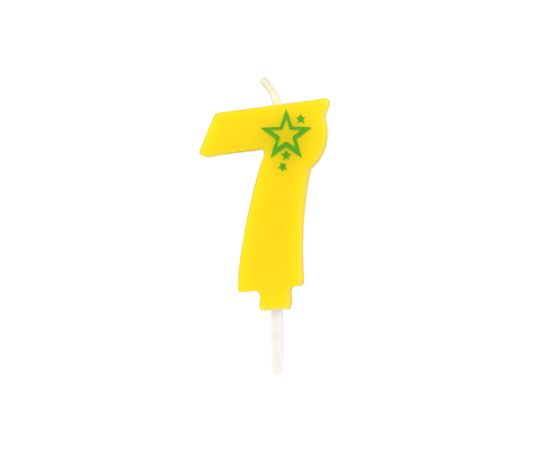 etal-shop.com - Bougie mini 6,8 cm avec chiffre ''7'' jaune par 15