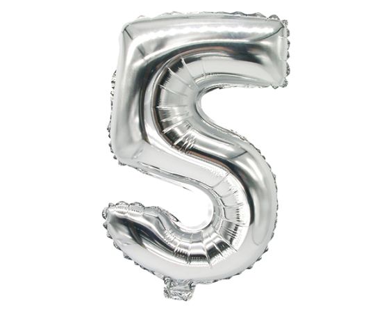 etal-shop.com - Ballon aluminium 35 cm x 20 cm argent ''5'' par 24
