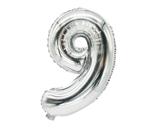 etal-shop.com - Ballon aluminium 35 cm x 20 cm argent ''9'' par 24