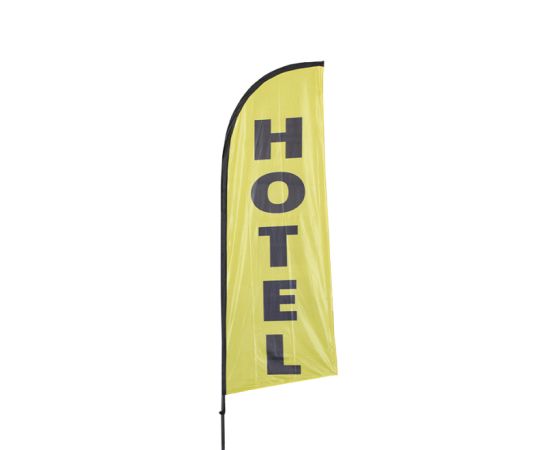 etal-shop.com - Drapeau publicitaire "HOTEL" de dimensions 225 x 85 cm avec mât