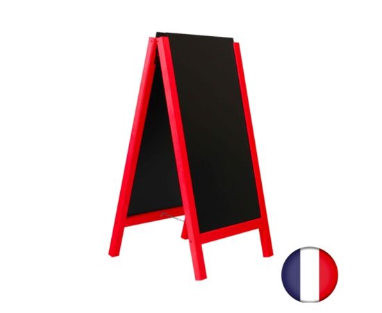 etal-shop.com - Chevalet stop trottoir avec 2 ardoises amovibles cadre bois noir dimensions 117 x 60 cm, Couleur du cadre: Rouge vin, Couleur: Noir