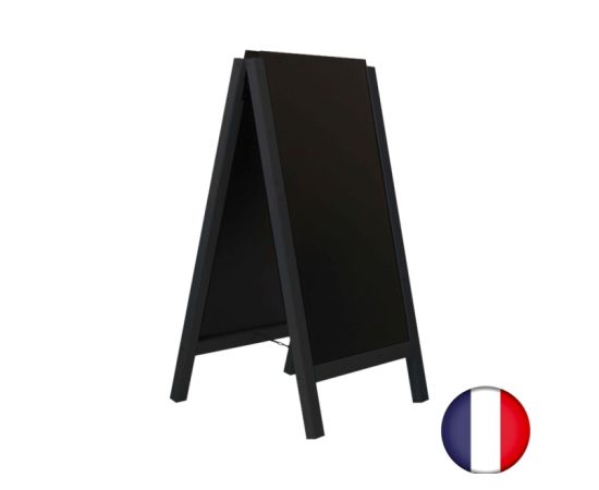 etal-shop.com - Chevalet stop trottoir avec 2 ardoises amovibles cadre bois noir dimensions 117 x 60 cm, Couleur du cadre: Bois noir, Couleur: Noir
