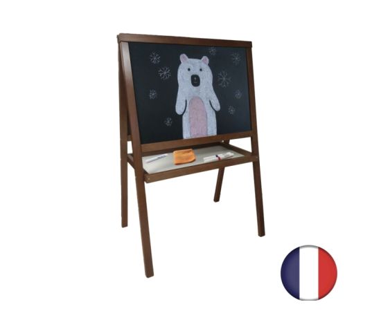 etal-shop.com - Chevalet enfant en bois couleur chêne, Recto ardoise et Verso blanc effaçable