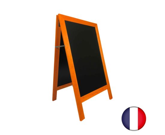 etal-shop.com - Chevalet stop trottoir avec cadre bois couleur orange dimensions 127 x 75 cm