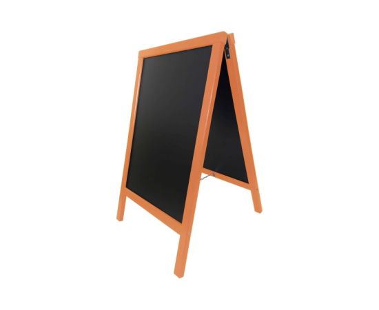 etal-shop.com - Chevalet stop trottoir avec cadre bois couleur orange dimensions 90 x 55 cm