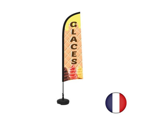 etal-shop.com - Drapeau "GLACES" de dimensions 230 x 70 cm avec son kit