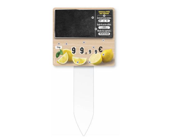 etal-shop.com - Etiquette Trad'Etiq POISSON 9 Roues "Citron" (sachet de 10 unités), A TEXTE: NON, Couleur: Jaune, Support: Avec polypic