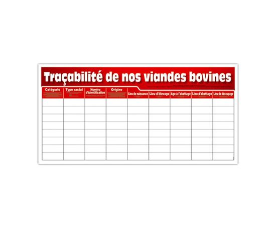 etal-shop.com - Panneau  " Traçabilité Viandes Bovines "